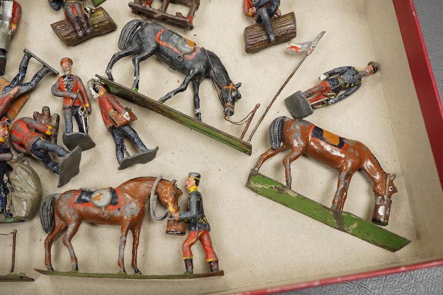 A scarce Heyde Guard Camp, comprising of twenty-two early 20th century 50mm lead soldiers